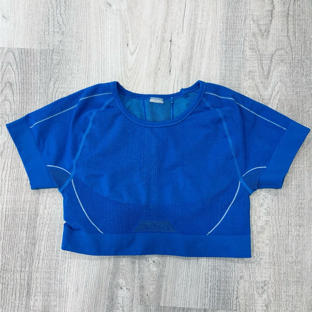 TNA Aritzia Back Bay Seamless Electric Blue Crop Top Size M/L - Picture 3 of 7